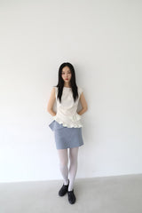 DOUBLE RUFFLE SLEEVELESS (IVORY)