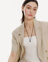26SS★ [Premium Plating] H-Emblem AB(W) Onyx Necklace