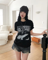 Grunge Vintage Photo Print Short Sleeve T-shirt