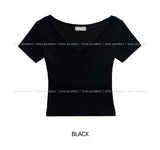 [U-BASIC] ソフトコットンVネッククロップドTシャツ