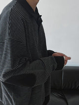 ASCLO エルボーパッチボーダーカラースウェットシャツ (4color)