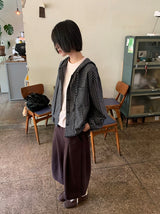 アティルチェックフード長袖シャツ