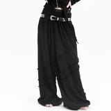 Waffle diagonal decoration pants