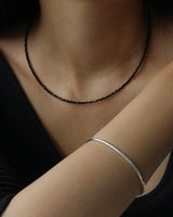 [Silver 925] Black Spinel Gem Necklace (Long ver.)