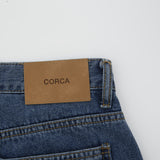 ピンタックワイドデニムパンツ ブルー