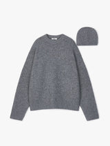 BEANIE SET OVERSIZED KNIT (GREY)