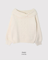 Present Ribbon Twist Loose Off Shoulder Knit (4color)