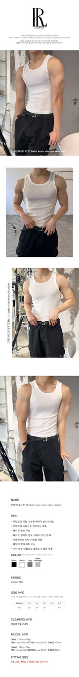 [MUSCLE FIT] Daily basic sleeveless(4color)