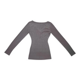 Slim fit V-neck long T-shirt 3color
