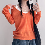 ウール ニット フェス ルーズフィット ディープ Vネック ニット (7 colors)