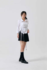 SWAN PLEATS SKIRT PANTS / BLACK