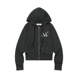 LOVRITS MINI HEART LOGO STRIPE RAGLAN HOOD ZIP-UP (2Color)