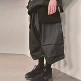 reverse terry pocket denim capri shorts_black