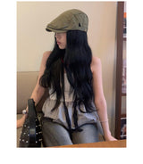 Stud newsboy flat cap