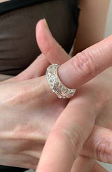 Silver ethnic pattern ring