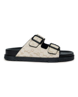 DirtyCoins Letter Monogram Arizona Slides Cream