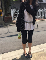 インス ポケット スリット コットン カプリ パンツ