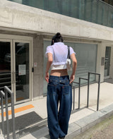 (Unisex) バックボタンデニムパンツ