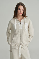 NYC hooded zip-up, Light Melange