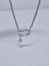 All surgical steel double ring frame necklace