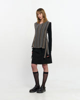 V neck knit Vest _ BROWN
