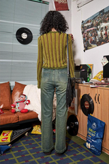 Retro high-waisted straight-leg flared jeans