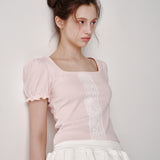 Lace Puff T-shirt (Pink)