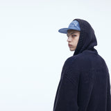 Sserpe Destroyed Cotton Knit Hoodie Zip Up Deep Purple