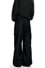 Raw Denim Black Wide Leg Jeans