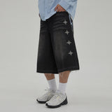 Western Stud Bermuda Denim Pants