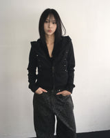 Stud slim hood jumper