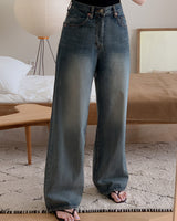 Deco wide denim pants