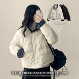 Daring checkered lining point short padded coat