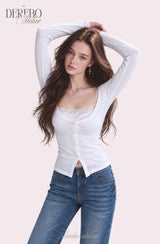 Ria lace layered cardigan long-sleeve  top
