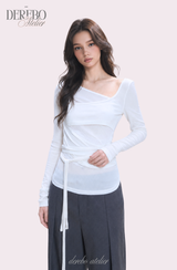 Thai wrap strap long-sleeve T-shirt