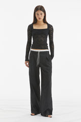 ROSE DOUBLE WAIST PANTS / BLACK