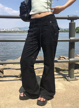 ランホーバンディングバックポケットブーツカットパンツ