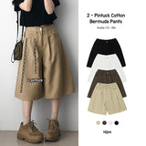 レトロウエストバンドピンタックコットンバミューダパンツ [short, basic selection]