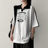Tennie  line collar short-sleeved T-shirt