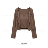 Eka Ribbed Crop Cardigan set