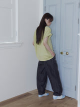 NYLON STUD PINTUCK PANTS (DARK GREY)