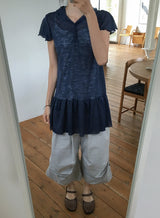 Vail Cap Sleeves Frill Shirring Layered Snap Hood One Piece