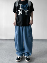 Color string wide cargo pants