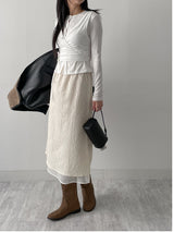 [Brushed Lining] Poe Wrap Bustier T-Shirt