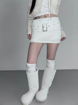 cream belt knit skirt(2 color)
