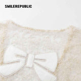 Ivory Nylon Jacquard Lace Bow Detail Cropped Cardigan and Cotton Blend Camisole Two Piece Set