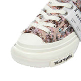 Multicolor Frayed Tweed Platform Sneakers, Unisex Low Top Lace Up Shoes