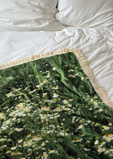 green bloom tassel blanket