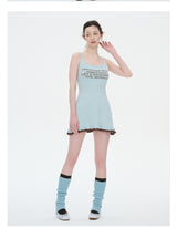 rirri Original Design Summer Stretch Knit Contrast Letter Jacquard Ballet-style Dress