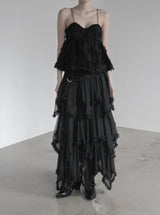 Black Swan Backless Fringe Bustier Top